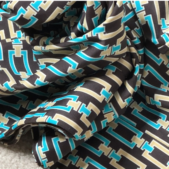 Jude Connally Dress Chain Link Print Geo Brown Blue Catalina Shift Dress Medium - Picture 11 of 15